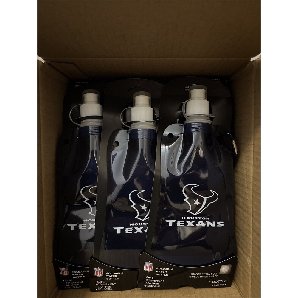 Set of 12 NFL Houston Texans 16 oz Foldable Water Bottle Flask Gameday